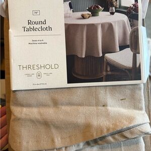 Threshold Round Tablecloth in Natural Beige